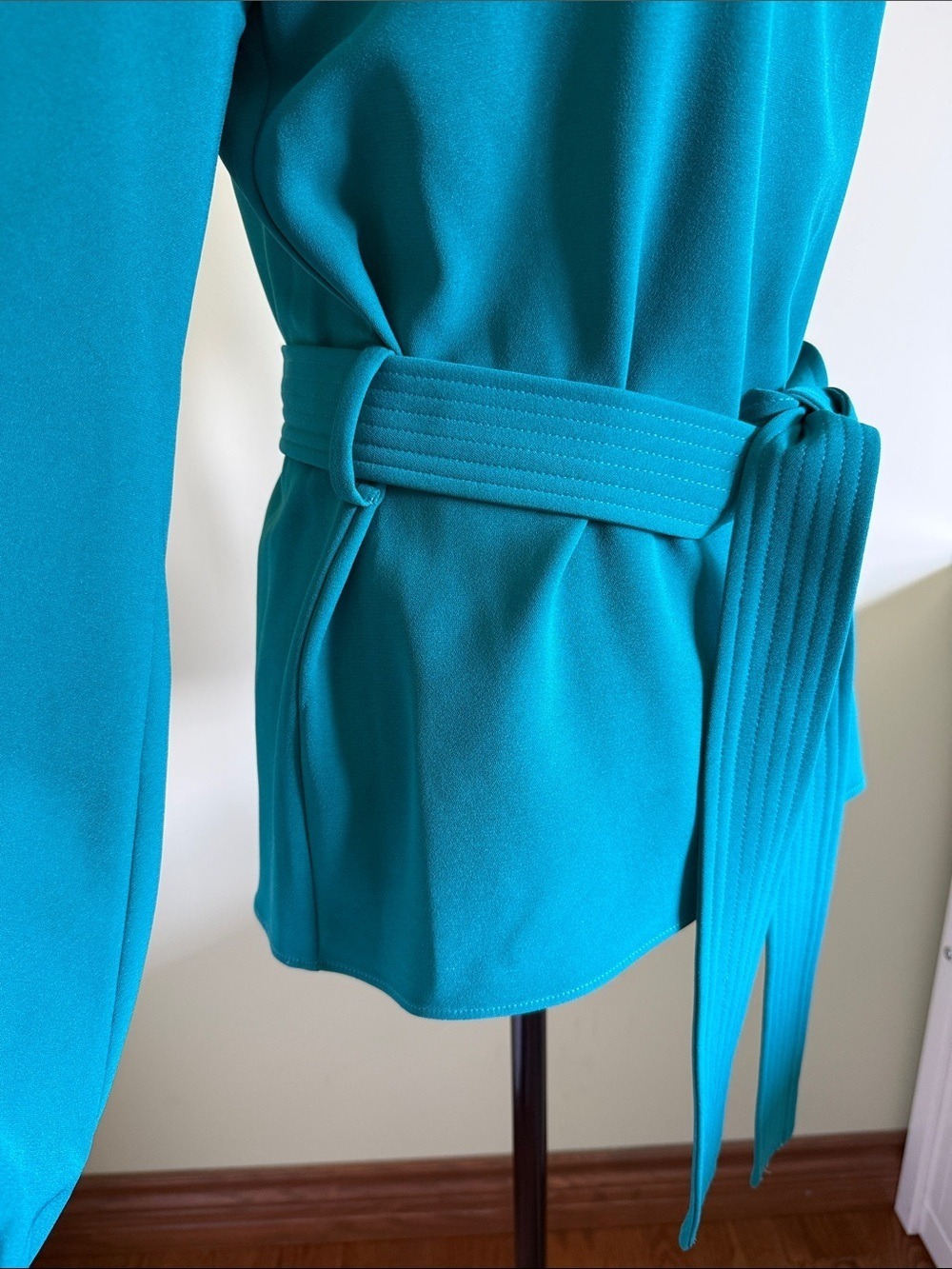 P.A.R.O.S.H. Italian Designer Gathered Tie-Waist Blouse Emerald Teal Green Sz S - Picture 6 of 17